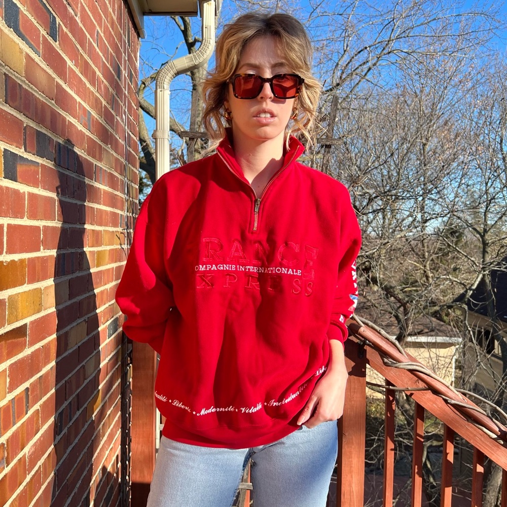 Vintage Athletic Style France Pullover Sweatshirt